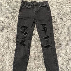 anerican eagle next level stretch curvy high rise distressed jeans